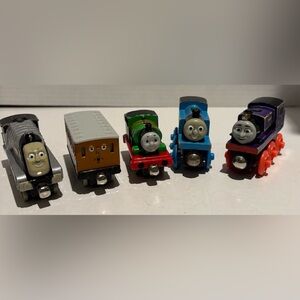 Lot Of 5 Thomas the Tank Engines & Friends 3 Diecast & 2 Wood Mattel